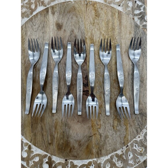 Noritake Wild Ivy Stainless Steel Fork 6.25in Flatware Japan 18/8 NTK Set Of 9 - Picture 1 of 5